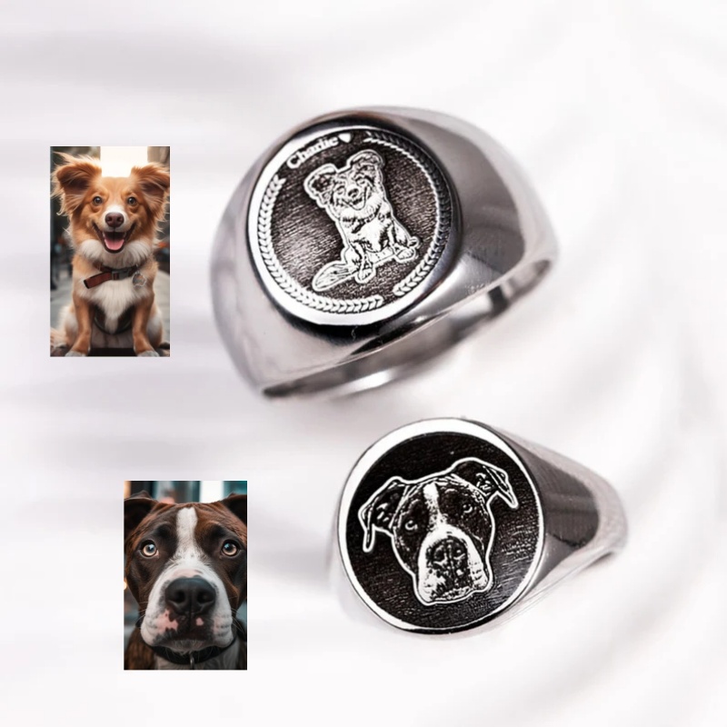 Men Accessories Wholesale - Custom Engrave Photo Signet Ring For