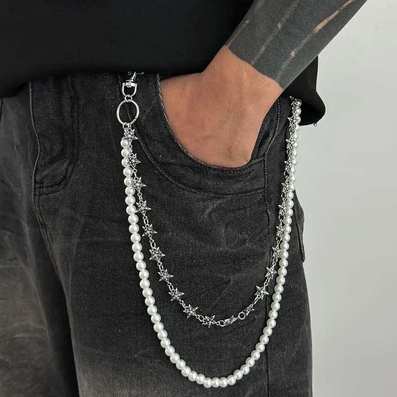 Men'S Accessories Trending - Salircon Vintage Punk Metal Pentagram Pants