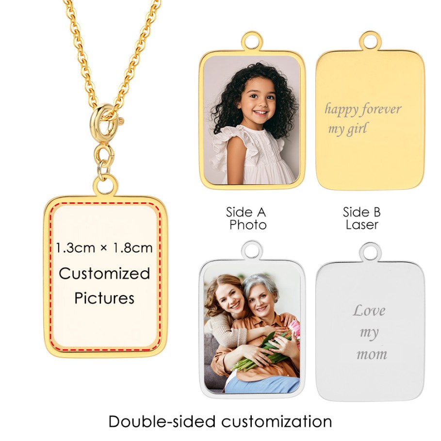 Men Accessories Chain And Bracelet - Customized Photo Letter Flag Pendant Necklace