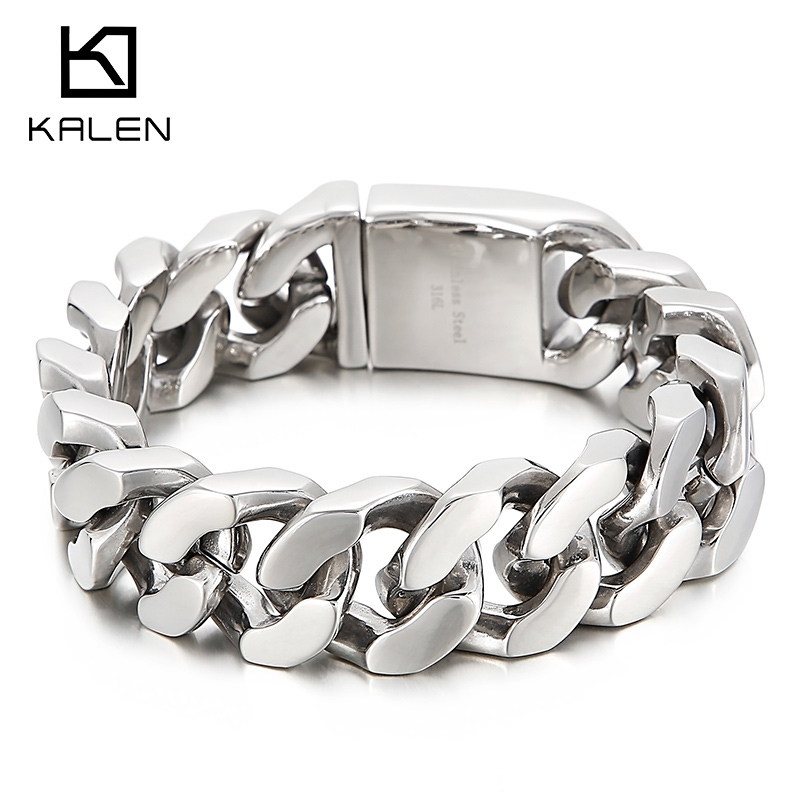 Men Accessories Ring And Bracelet - KALEN 22cm Stainless Steel Link Chain