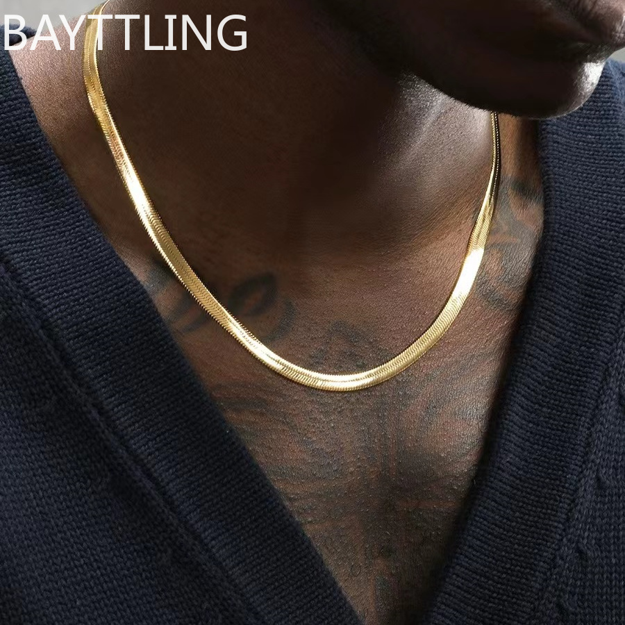 Men'S Accessories Trending - Men 925 sterling silver Gold 4mm