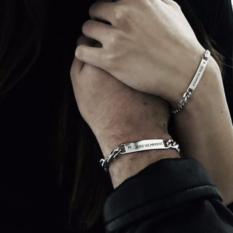 Men Accessories Chain And Bracelet - Plate Id Tag Bar Bracelet Cuban