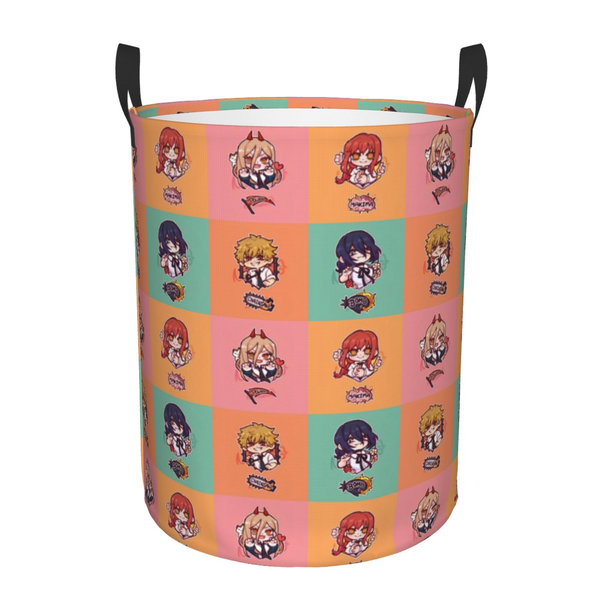 Men Accessories Hamper - Chainsaw Man Manga Checkered Plaid Laundry