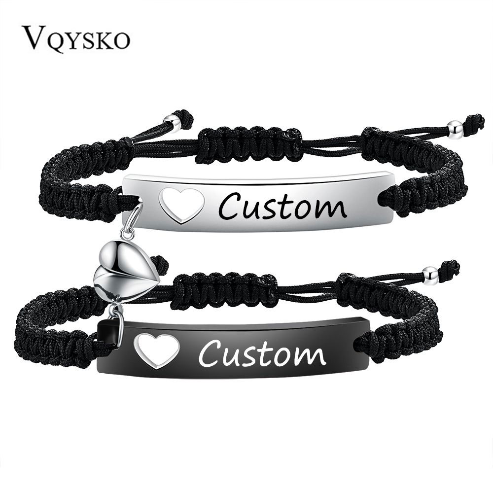 Men Accessories Chain And Bracelet - Custom Stainless Steel Couple Bracelet Set