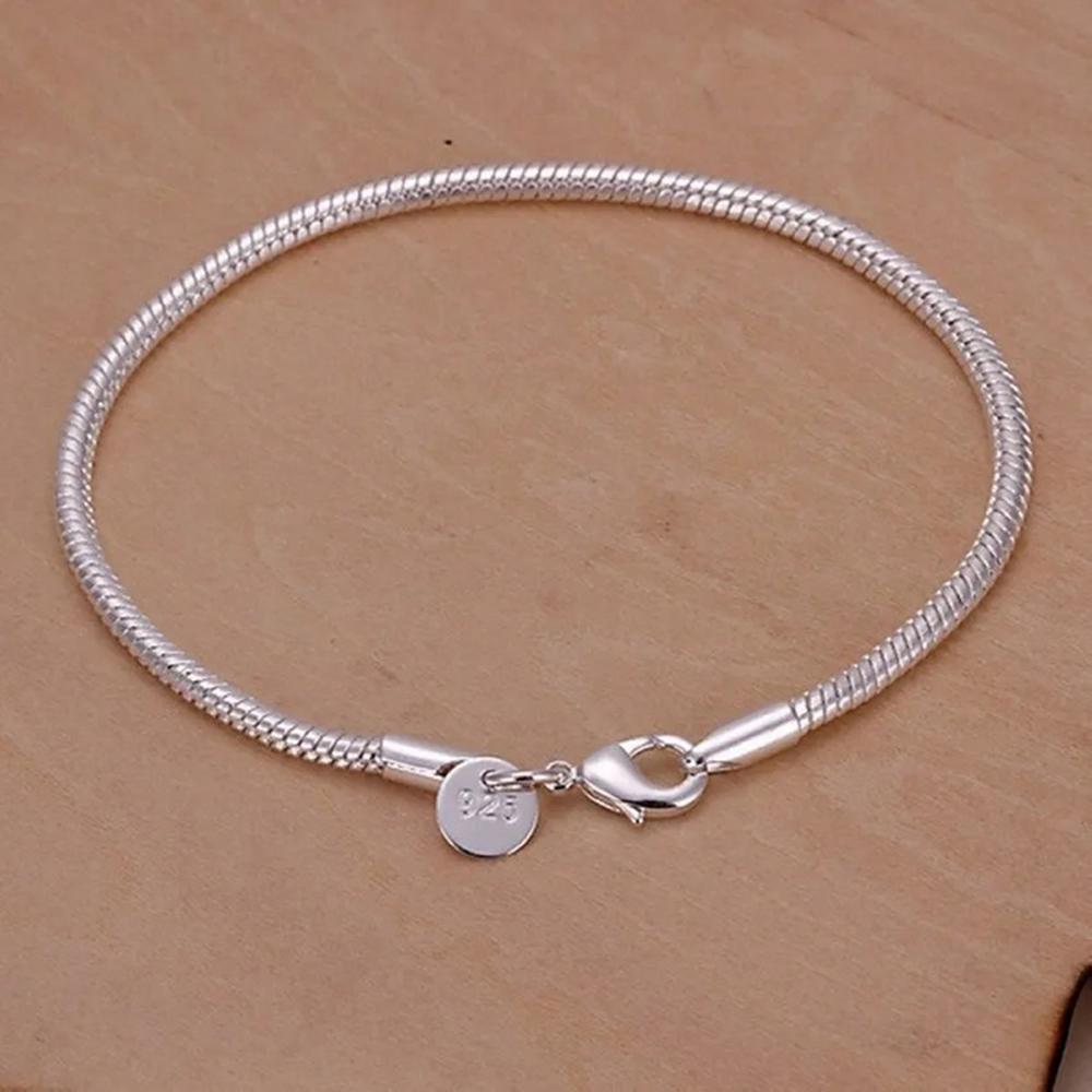 Men Accessories Chain And Bracelet - 925 Silver 3MM Snake 16-23CM Chain