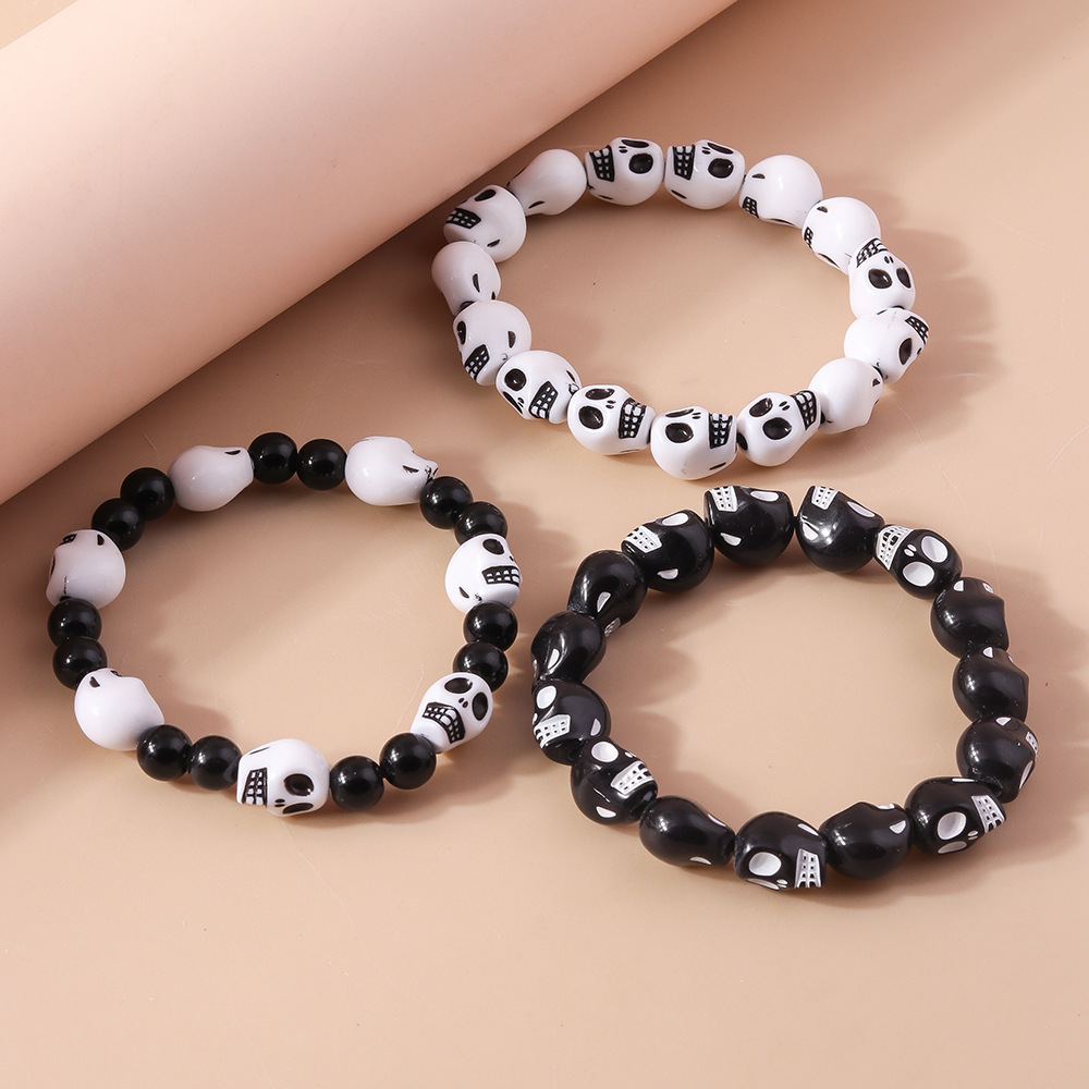 Halloween Punk Round Beads Res - Men Accessories Ring And Bracelet ulasan dan harga