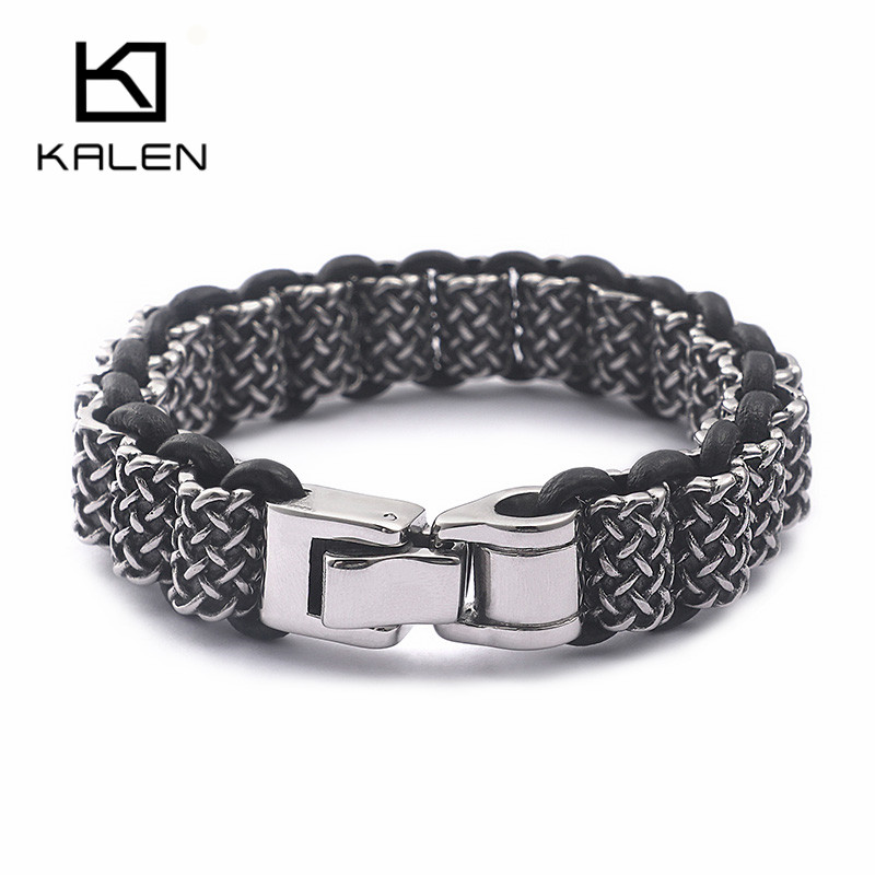 KALEN Vintage Black Leather Li - Men Accessories Ring And Bracelet ulasan dan harga