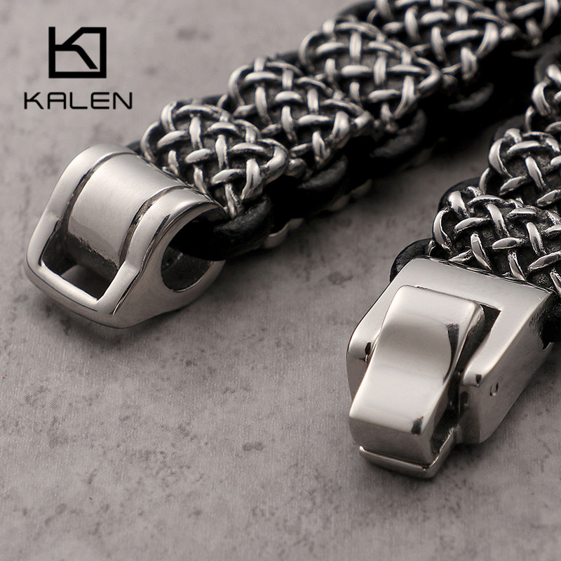 KALEN Vintage Black Leather Li - Men Accessories Ring And Bracelet ulasan dan harga