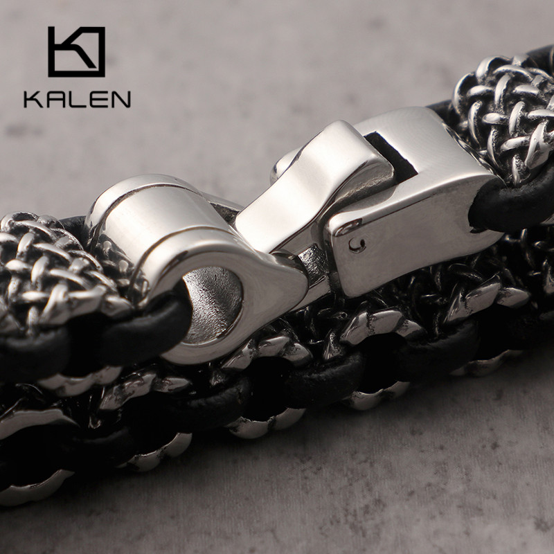 KALEN Vintage Black Leather Li - Men Accessories Ring And Bracelet ulasan dan harga