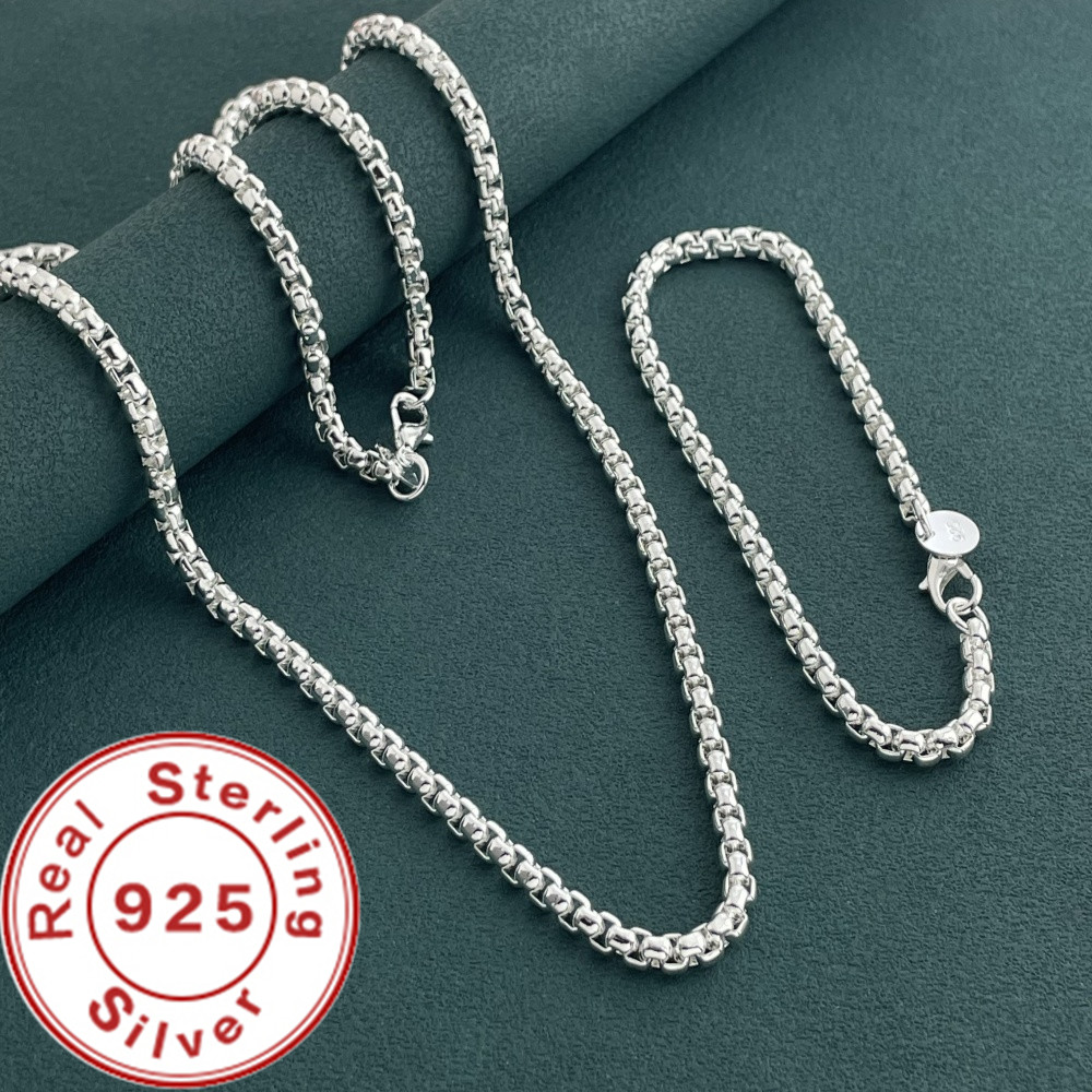 925 Sterling Silver 4mm Round  - Men Accessories Chain And Bracelet ulasan dan harga