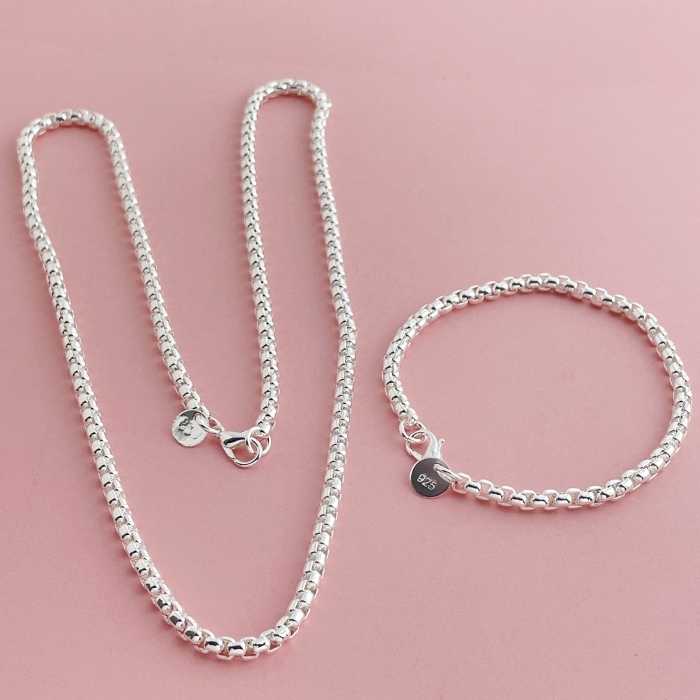 925 Sterling Silver 4mm Round  - Men Accessories Chain And Bracelet ulasan dan harga