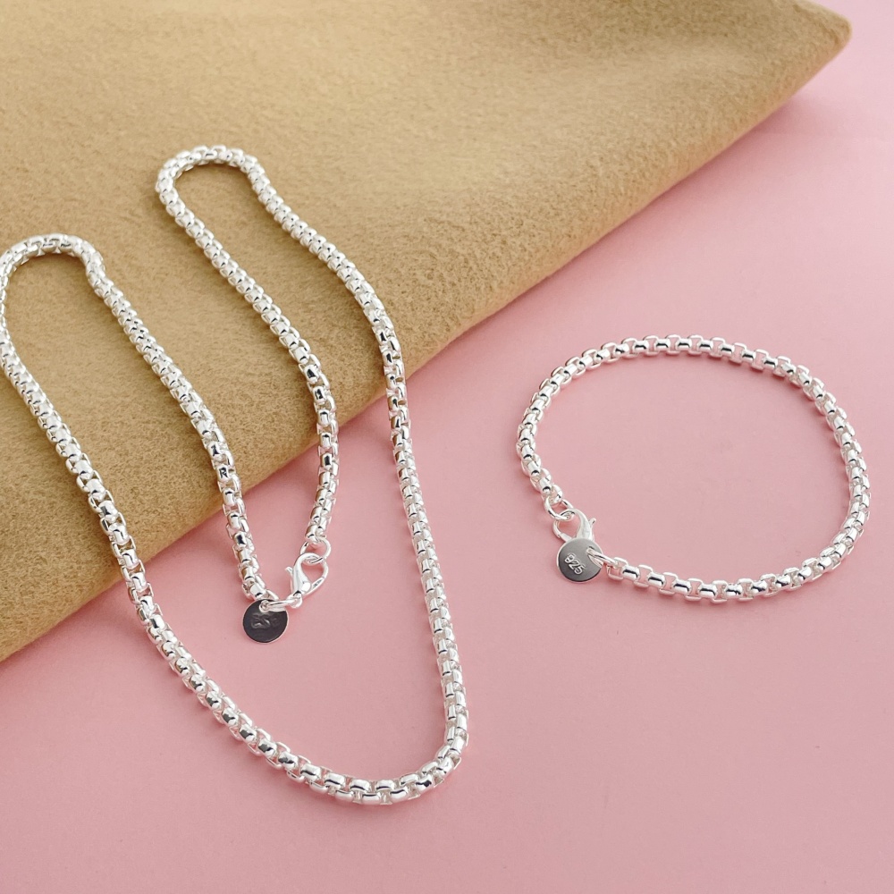 925 Sterling Silver 4mm Round  - Men Accessories Chain And Bracelet ulasan dan harga