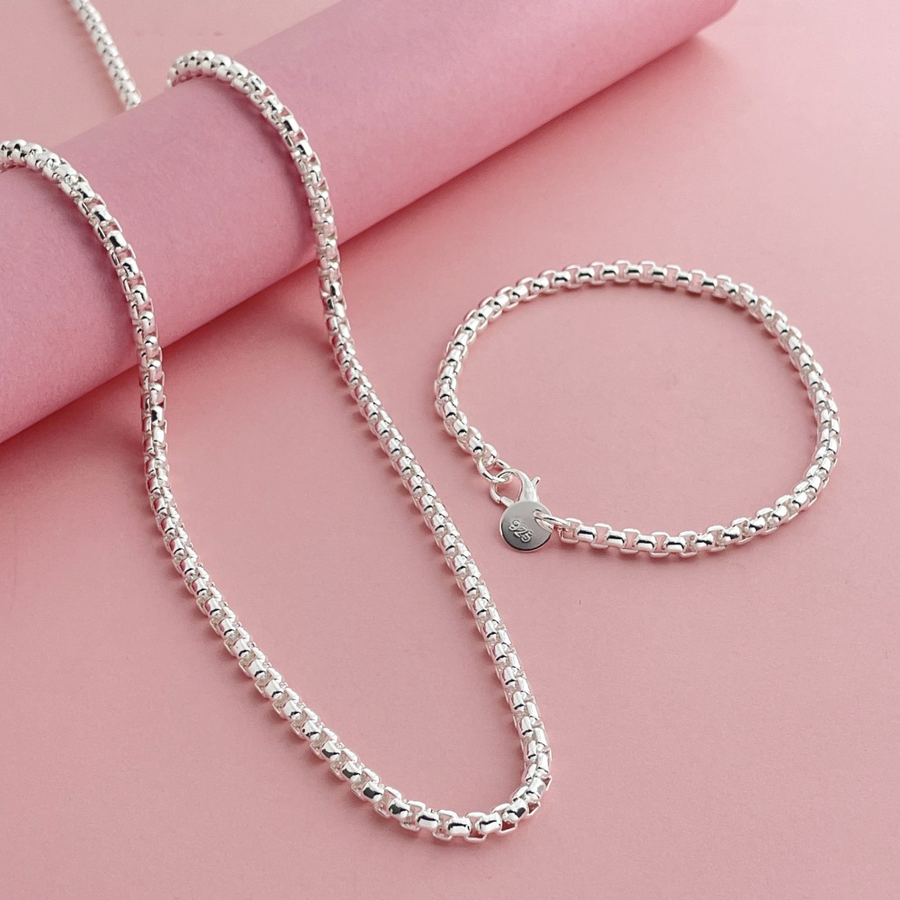 925 Sterling Silver 4mm Round  - Men Accessories Chain And Bracelet ulasan dan harga