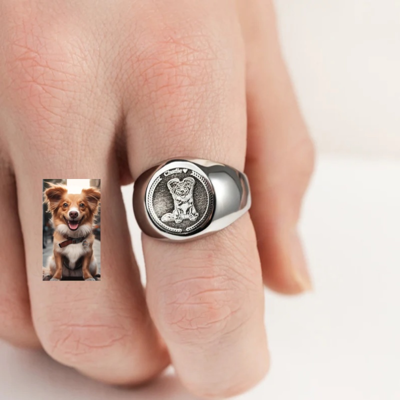 Custom Engrave Photo Signet Ri - Men Accessories Wholesale ulasan dan harga