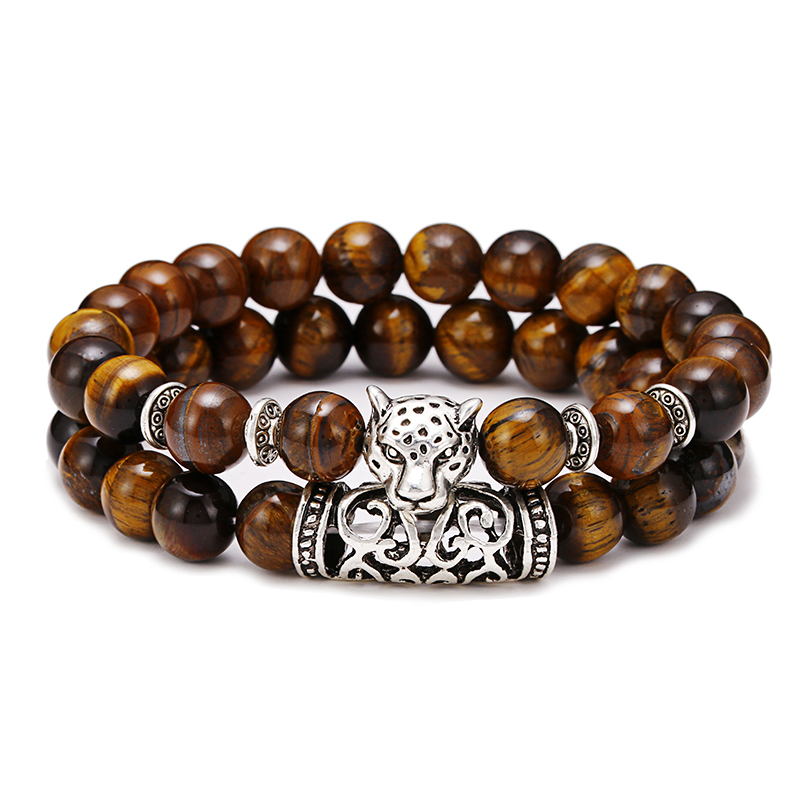 Premium 2Pcs/Set Leopard Beade - Men'S Accessories Premium ulasan dan harga