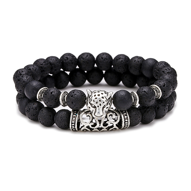 Premium 2Pcs/Set Leopard Beade - Men'S Accessories Premium ulasan dan harga