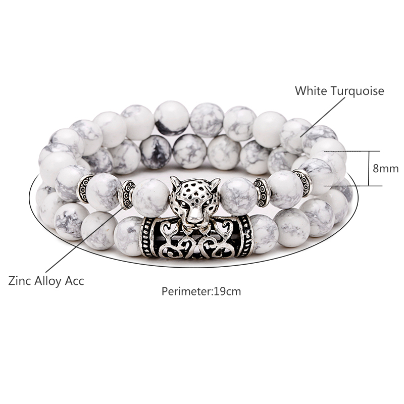 Premium 2Pcs/Set Leopard Beade - Men'S Accessories Premium ulasan dan harga