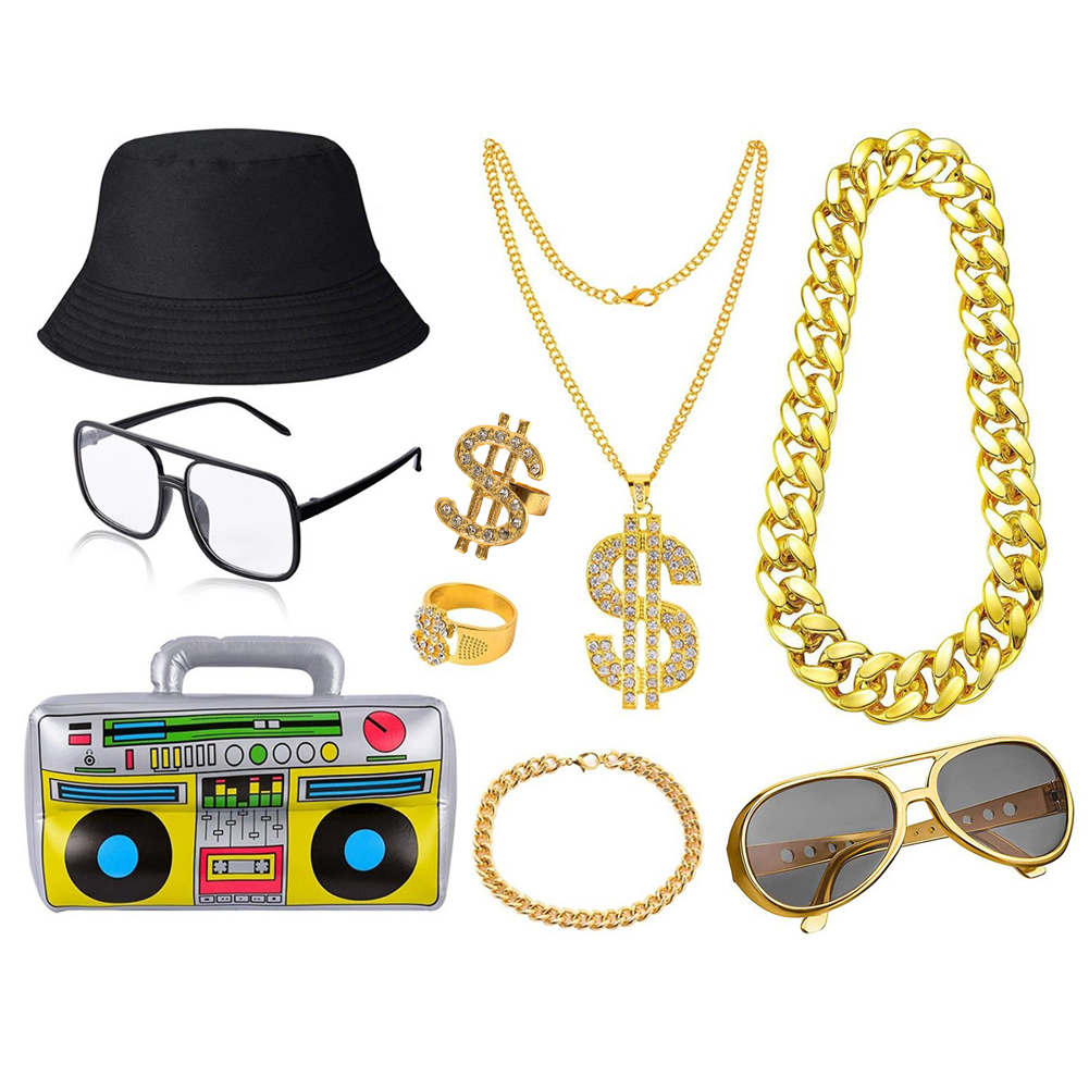 80s 90s Hip Hop Costume Kit fo - Men Accessories Chain And Bracelet ulasan dan harga